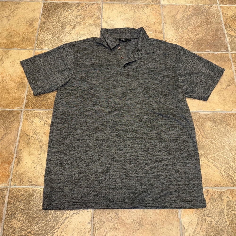 Akwa Classic Mens Polo Shirt Large Gray Space Dye Short Sleeve Made in USA